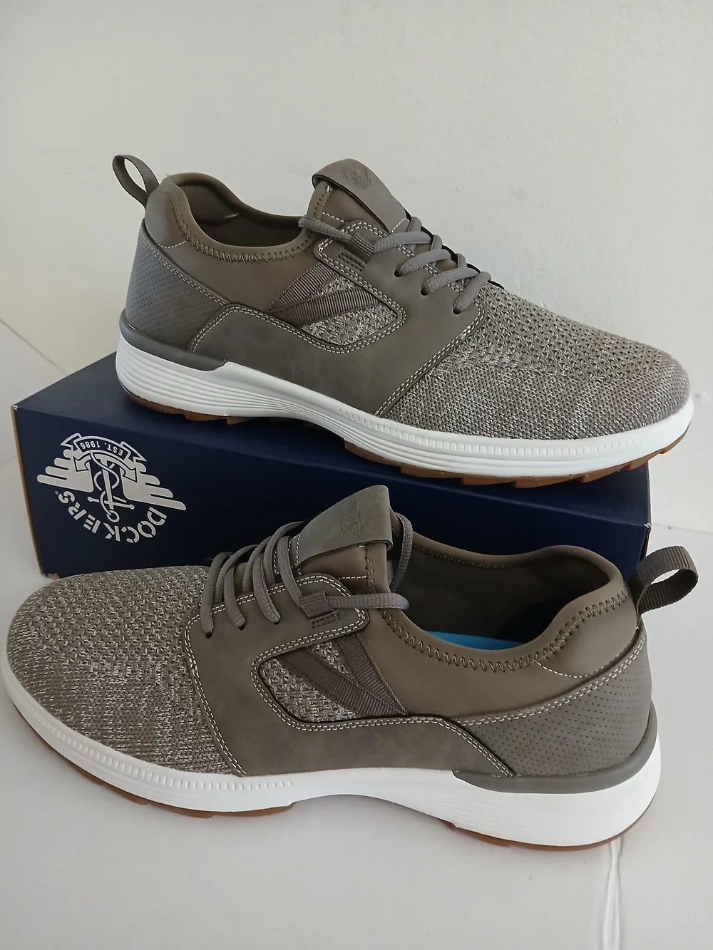 Dockers Size 13 M Men's Grey Knit Lace-Up Casual Sneakers New $40 - Picture 2 of 9